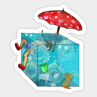 On vacation with a gelatinous cube for dnd fans Sticker